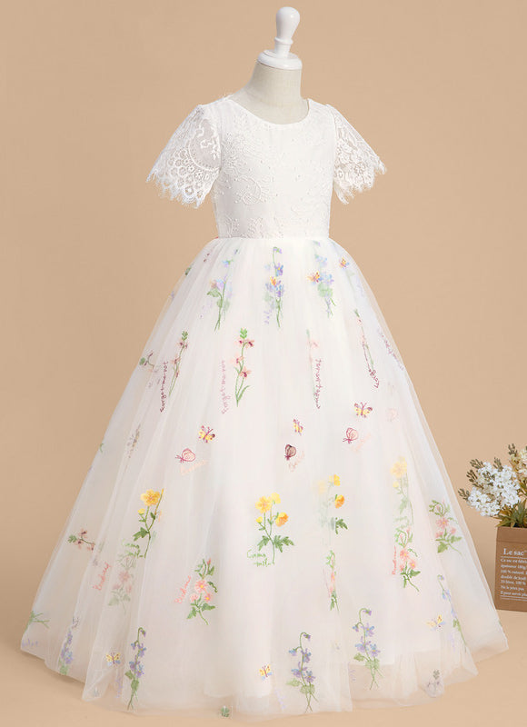 Robe Pastel Blanche Fille Mariage Fleurs - gallery 3