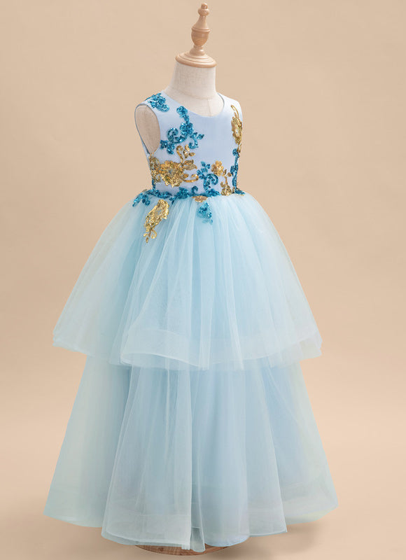 Robe Pastel Bleu Col Rond Princesse - gallery 2