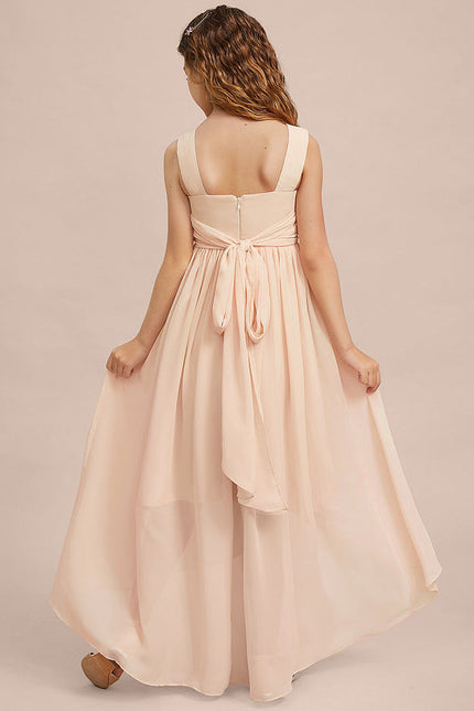 Robe Pastel Rose Demoiselle D'Honneur Asymétrique - gallery 6