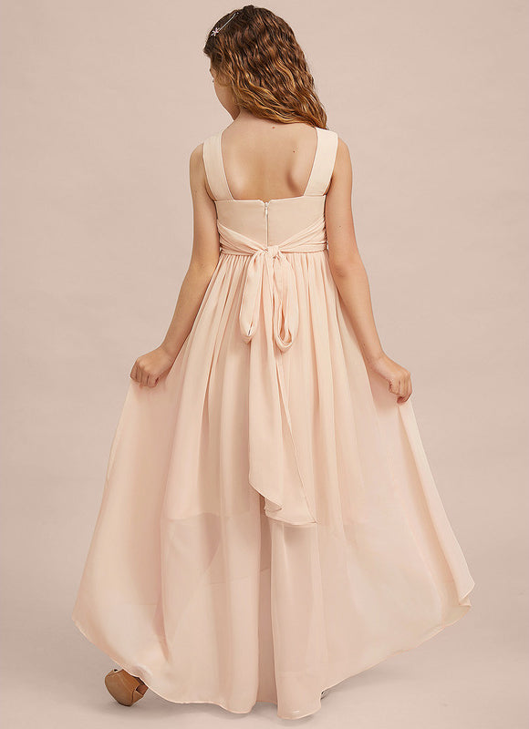 Robe Pastel Rose Demoiselle D'Honneur Asymétrique - gallery 6