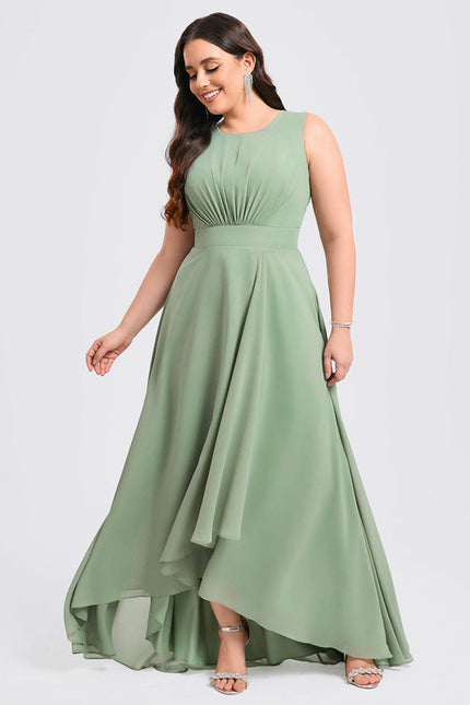 Robe Pastel Verte Mousseline Trapèze Col Rond - gallery 5