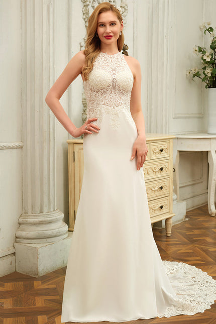 Robe Pastel Mariée Blanche Sirène Dentelle - gallery 1
