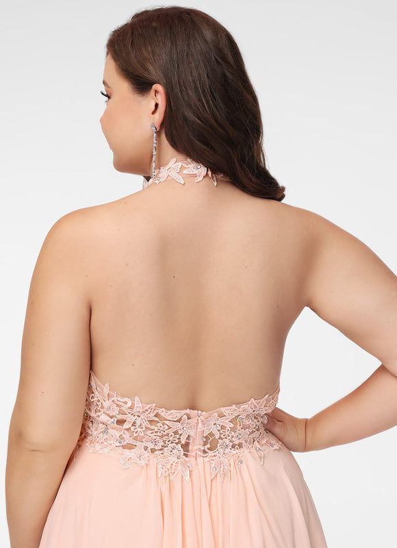 Robe Pastel Rose Trapèze Mousseline Perles - gallery 7