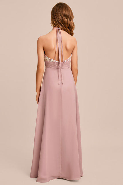Robe Pastel Rose Demoiselle D'Honneur Longue - gallery 5