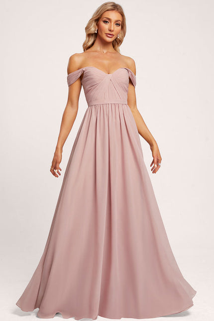 Robe Pastel Rose Décolleté Épaule Dénudée - gallery 2