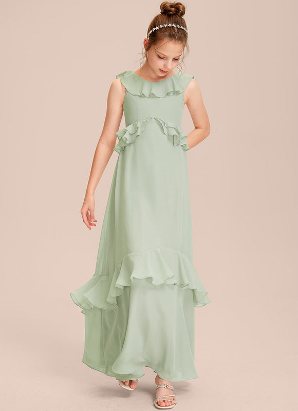 Robe Pastel Rose Demoiselle D'Honneur Volants - gallery 3