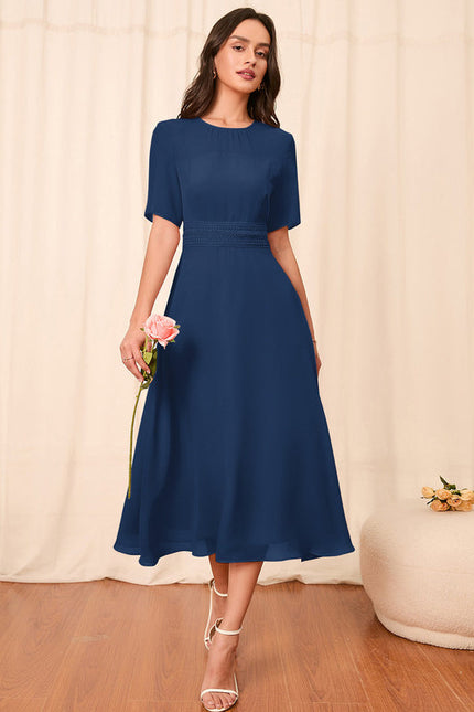 Robe Pastel Verte Col Rond Trapèze - gallery 8