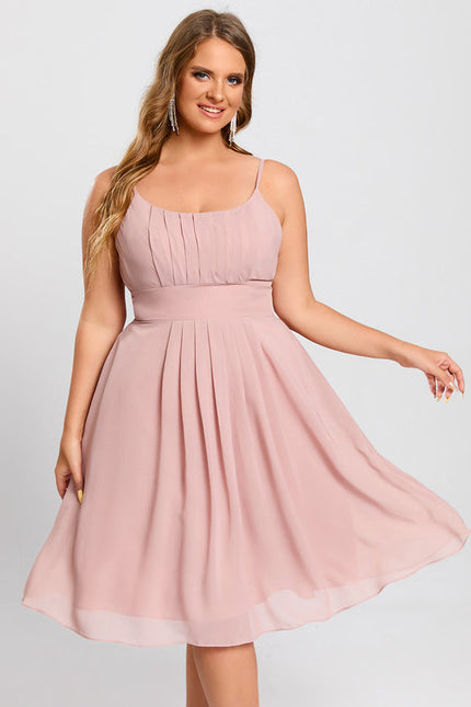 Robe Pastel Rose Mousseline Longueur Genou - gallery 7