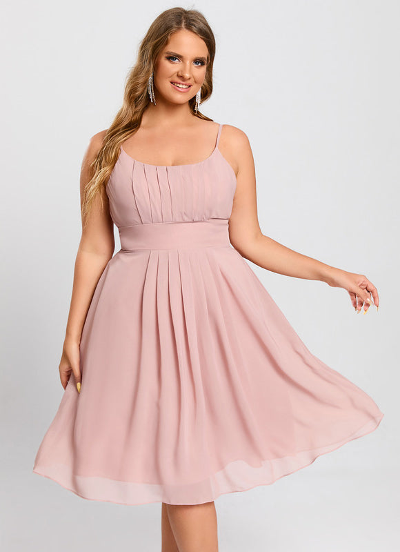 Robe Pastel Rose Mousseline Longueur Genou - gallery 7