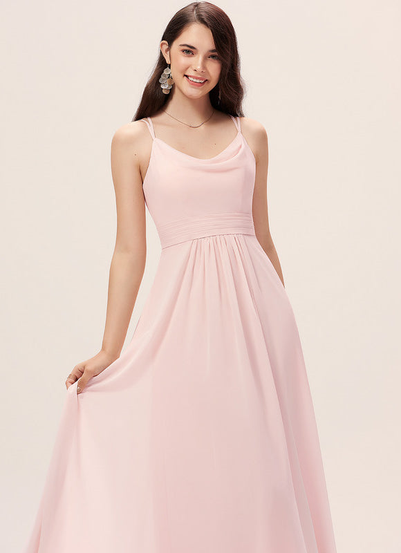 Robe Pastel Verte Décolletée Longueur Sol