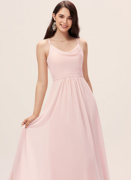 Robe Pastel Verte Décolletée Longueur Sol