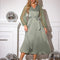 Robe Pastel Verte Satin Col V Midi