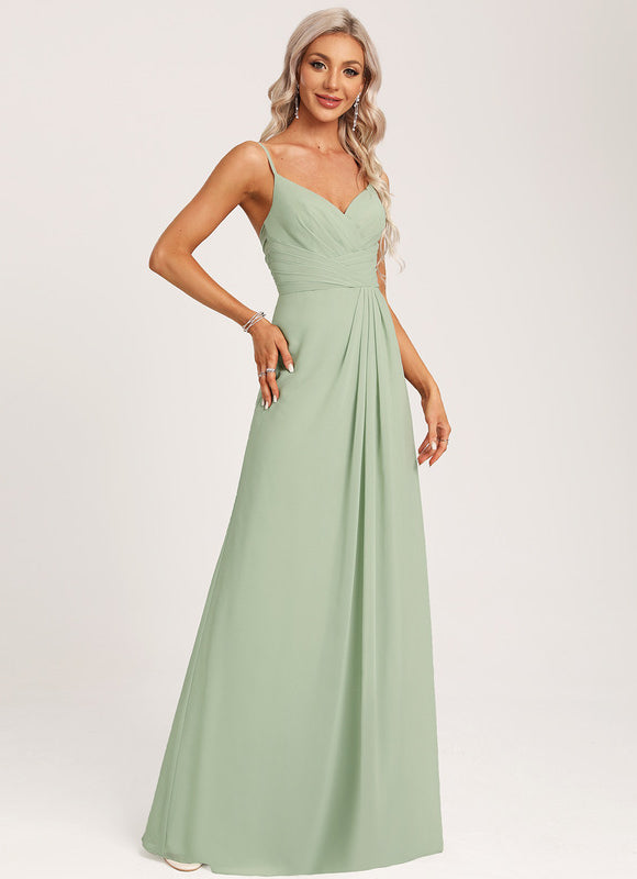 Robe Pastel Vert Sauge Demoiselle D'Honneur Élégante - gallery 5