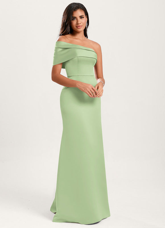 Robe Pastel Rose Satin Longueur Ras Du Sol - gallery 8