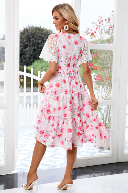 Robe Pastel Rose Imprimé Fleurs Midi - gallery 3