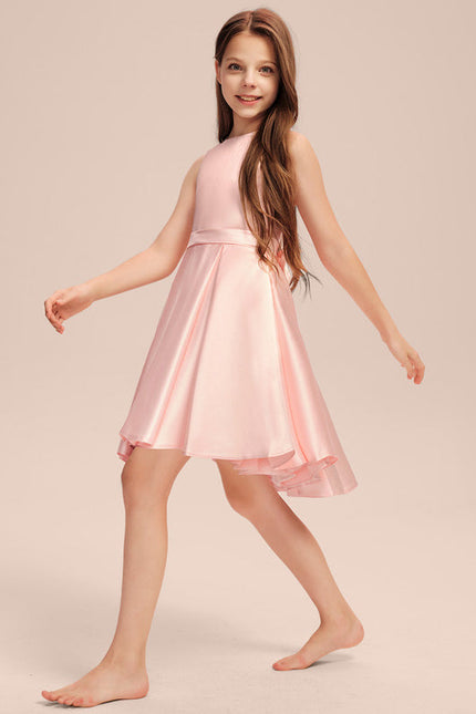Robe Pastel Rose Col Rond Trapèze Junior - gallery 4