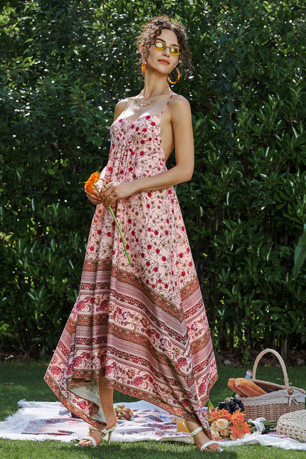Robe Pastel Rose Imprimé Fleuri Maxi - gallery 3