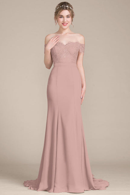 Robe Pastel Rose Sirène Dentelle Paillettes - gallery 2