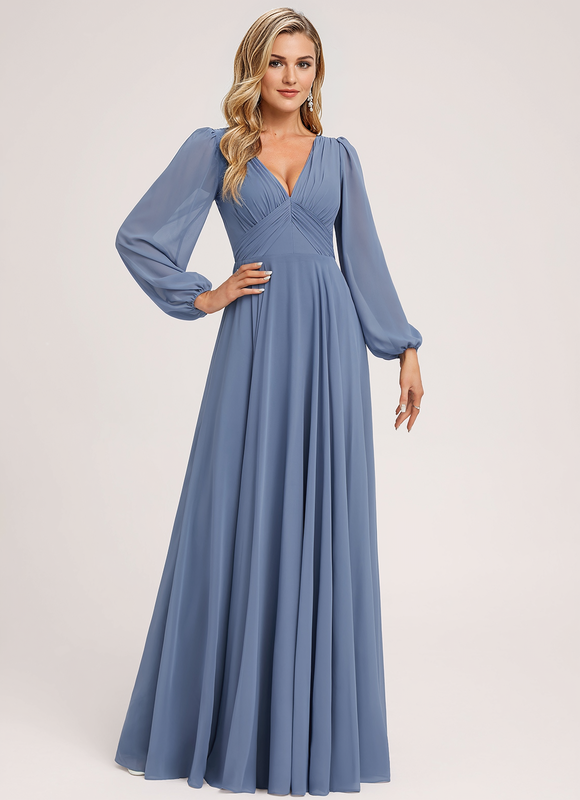 Robe Pastel Demoiselle D'Honneur Bleu Clair - gallery 2