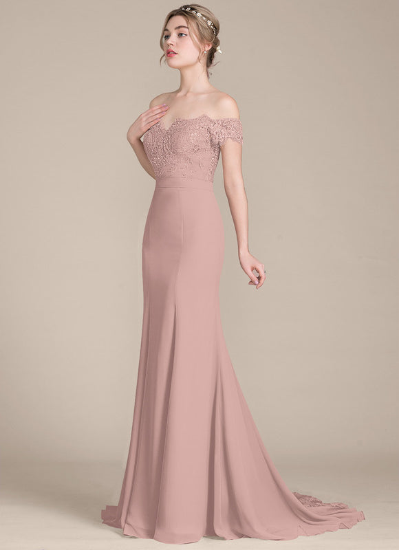 Robe Pastel Rose Sirène Dentelle Paillettes - gallery 1
