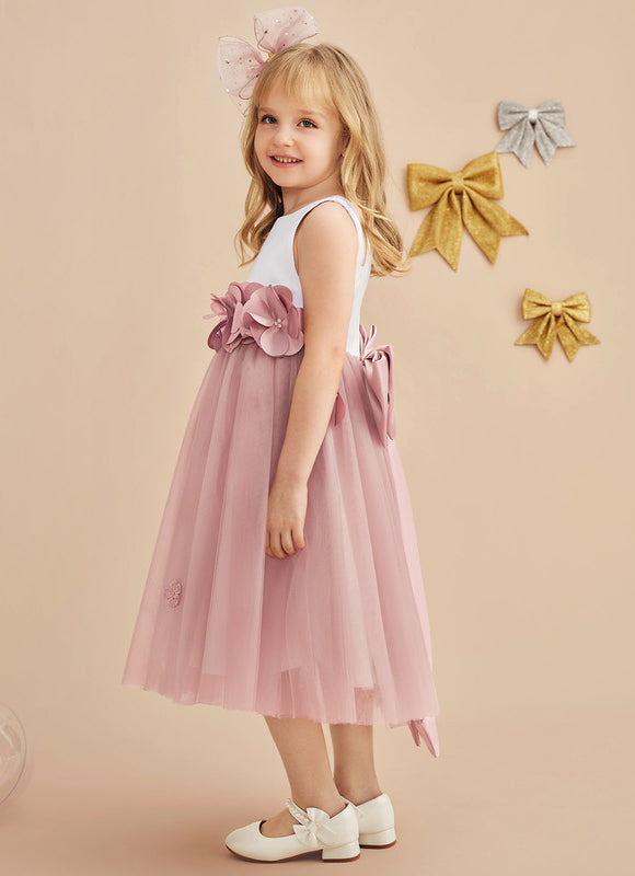 Robe Pastel Rose À Fleurs 3D Fille - gallery 2