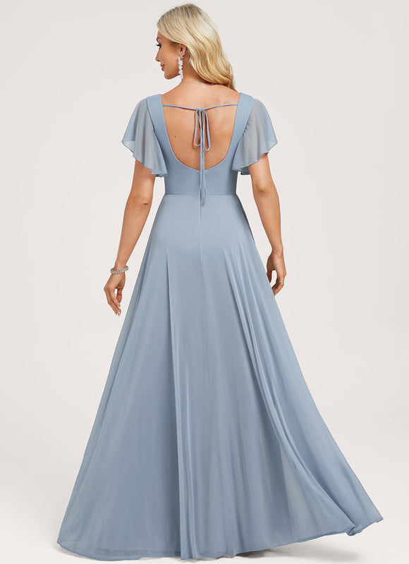 Robe Pastel Bleu Col Carré Longueur Maxi - gallery 1