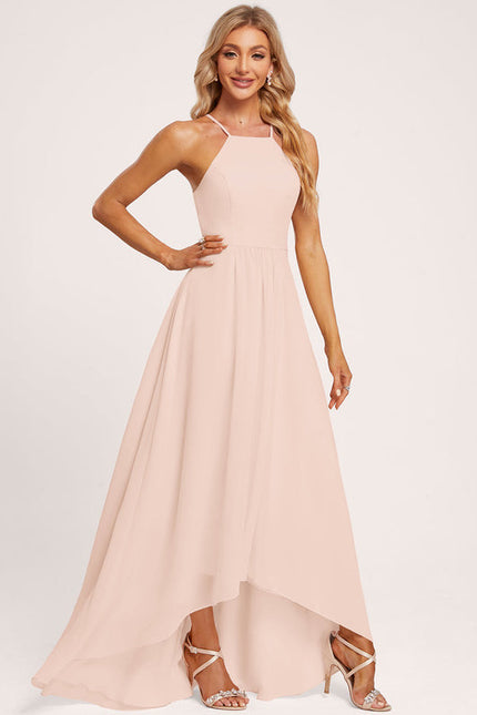 Robe Pastel Rose Trapèze Mousseline Volants - gallery 3