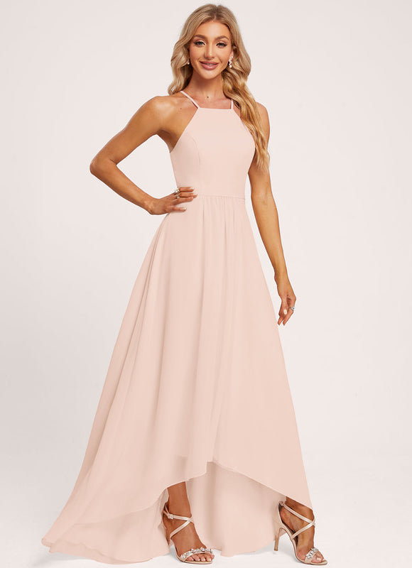 Robe Pastel Rose Trapèze Mousseline Volants - gallery 3
