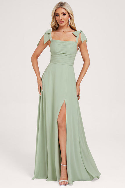 Robe Pastel Verte Col Bénitier Longue - gallery 4
