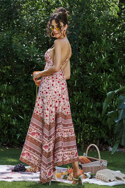 Robe Pastel Rose Imprimé Fleuri Maxi - gallery 5