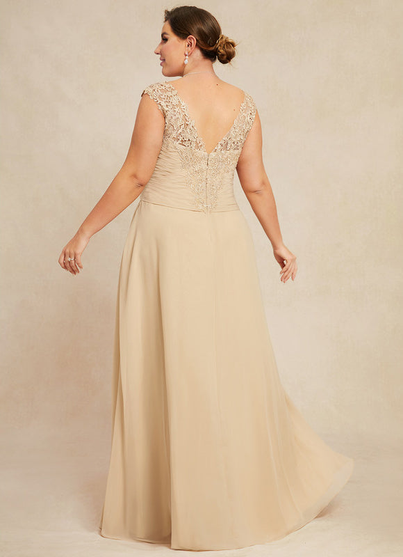 Robe Pastel Beige Dentelle Trapèze Longue - gallery 9
