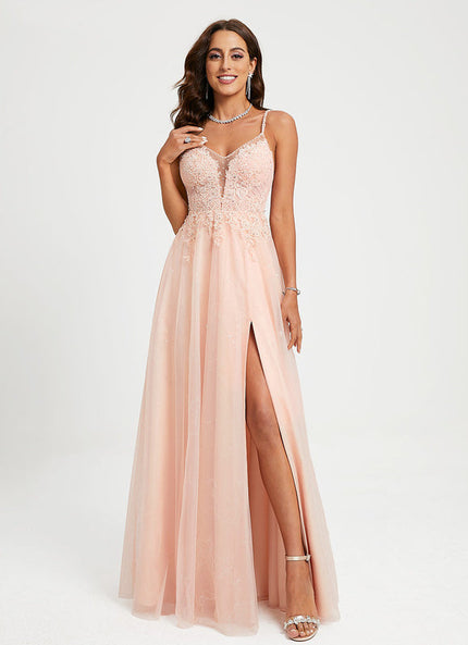 Robe Pastel Rose Dentelle Soirée Élégante