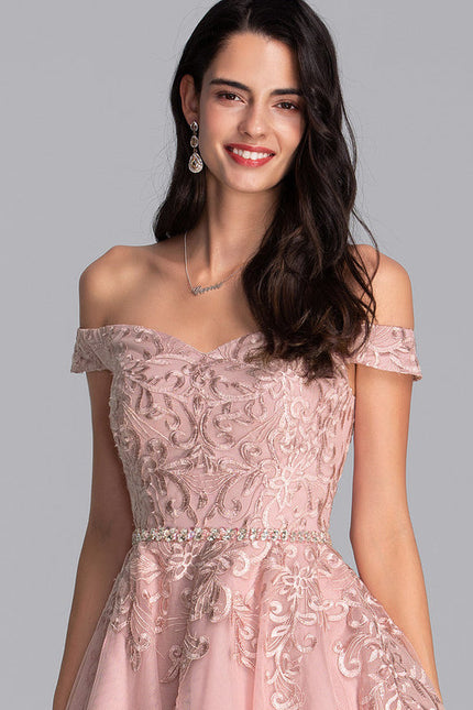 Robe Pastel Rose Tulle Paillettes Élégante - gallery 1