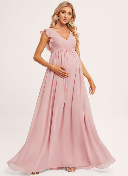Robe Pastel Rose Demoiselle D'Honneur Volants