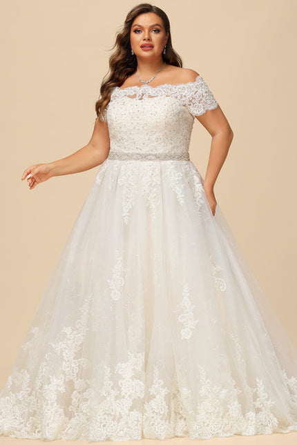Robe Pastel Mariée Crème Dentelle Traîne - gallery 6
