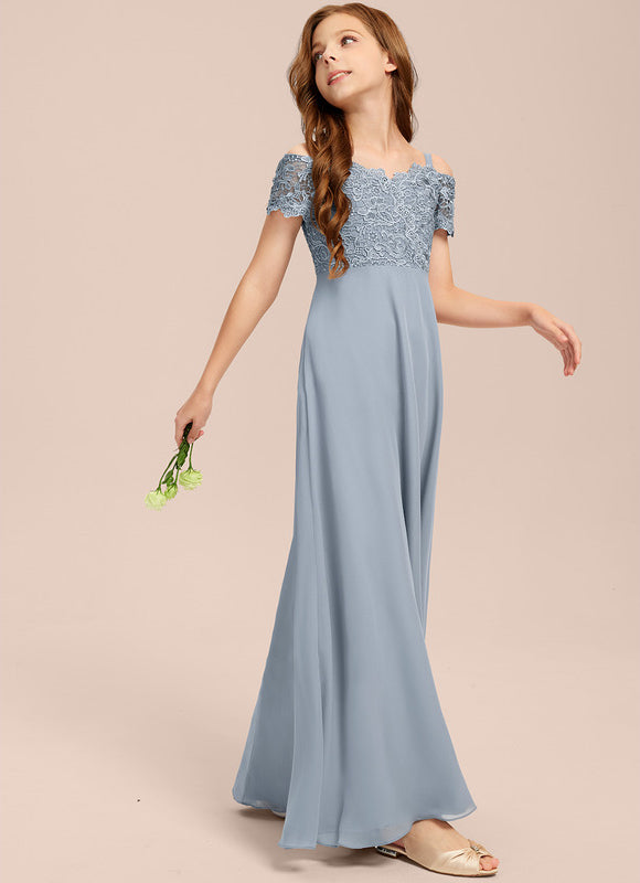 Robe Pastel Bleu Décolleté Trapèze Junior - gallery 2
