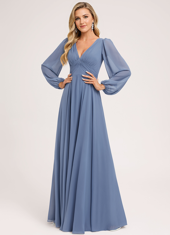Robe Pastel Demoiselle D'Honneur Bleu Clair - gallery 1