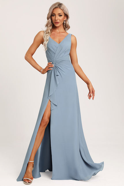 Robe Pastel Bleu Demoiselle D'Honneur Élégante