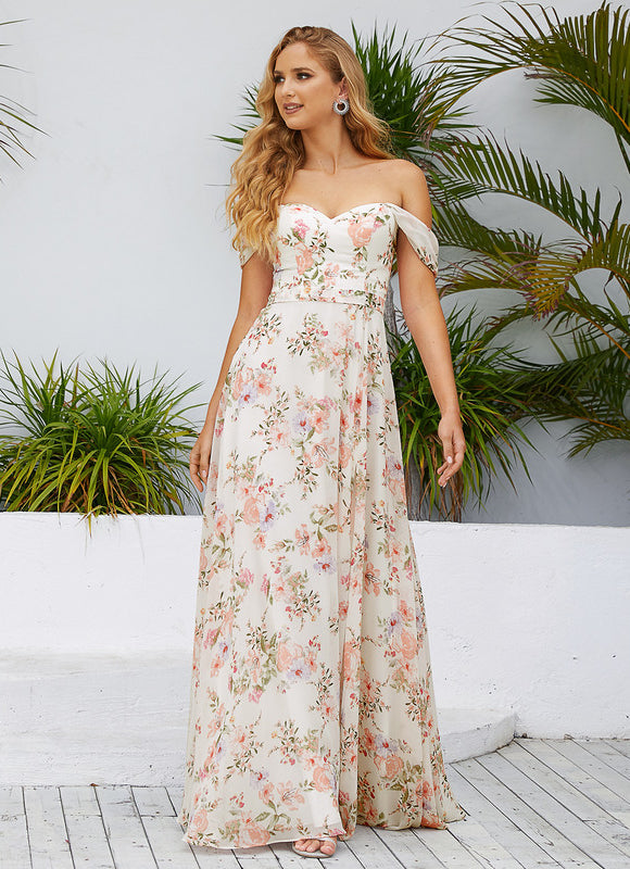 Robe Pastel Florale Décolletée Longue - gallery 2
