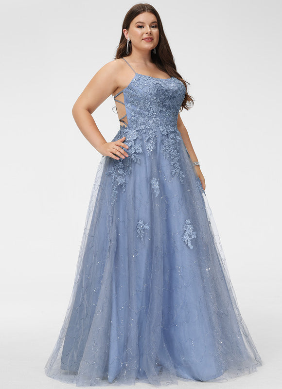 Robe Pastel Bleu Col Carré Tulle Paillettes - gallery 6