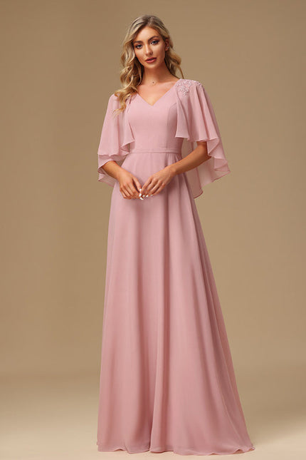 Robe Pastel Rose Demoiselle D'Honneur Élégante