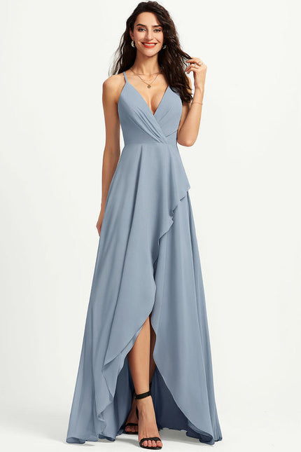 Robe Pastel Verte Col V Asymétrique - gallery 1