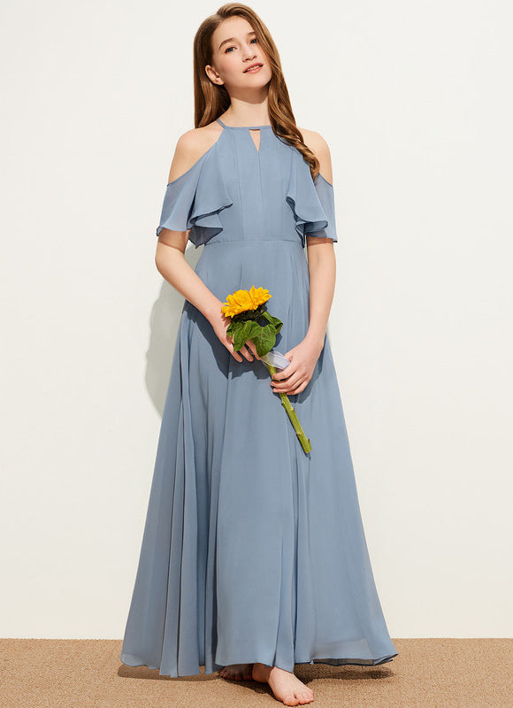 Robe Pastel Junior Rose Volants Longue - gallery 1