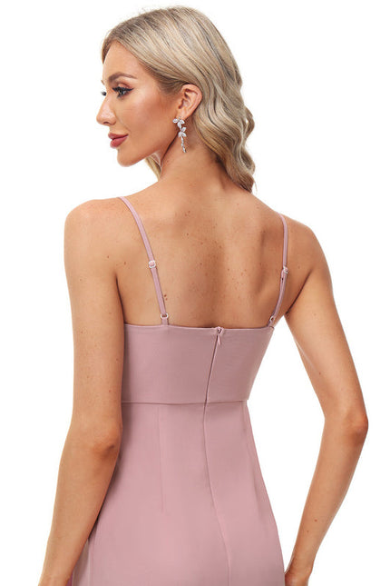 Robe Pastel Rose Crêpe Cocktail Élégante - gallery 1