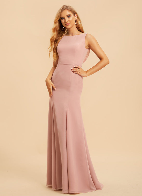 Robe Pastel Rose Sirène Col Bateau - gallery 4