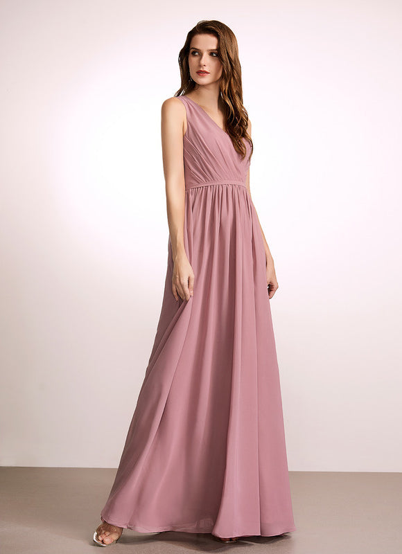 Robe Pastel Rose Demoiselle D'Honneur Élégante - gallery 3