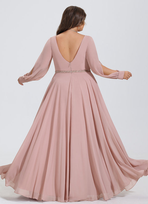Robe Pastel Rose Trapèze Col V Élégant - gallery 6