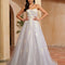 Robe Pastel Lilas Traîne Bal Plissée