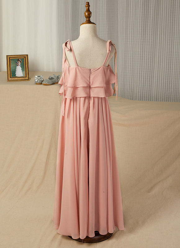 Robe Pastel Longue Fille Rose Mousseline - gallery 2