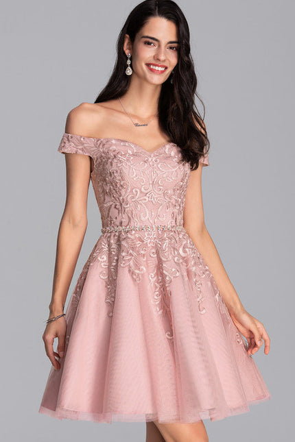 Robe Pastel Rose Tulle Paillettes Élégante - gallery 2
